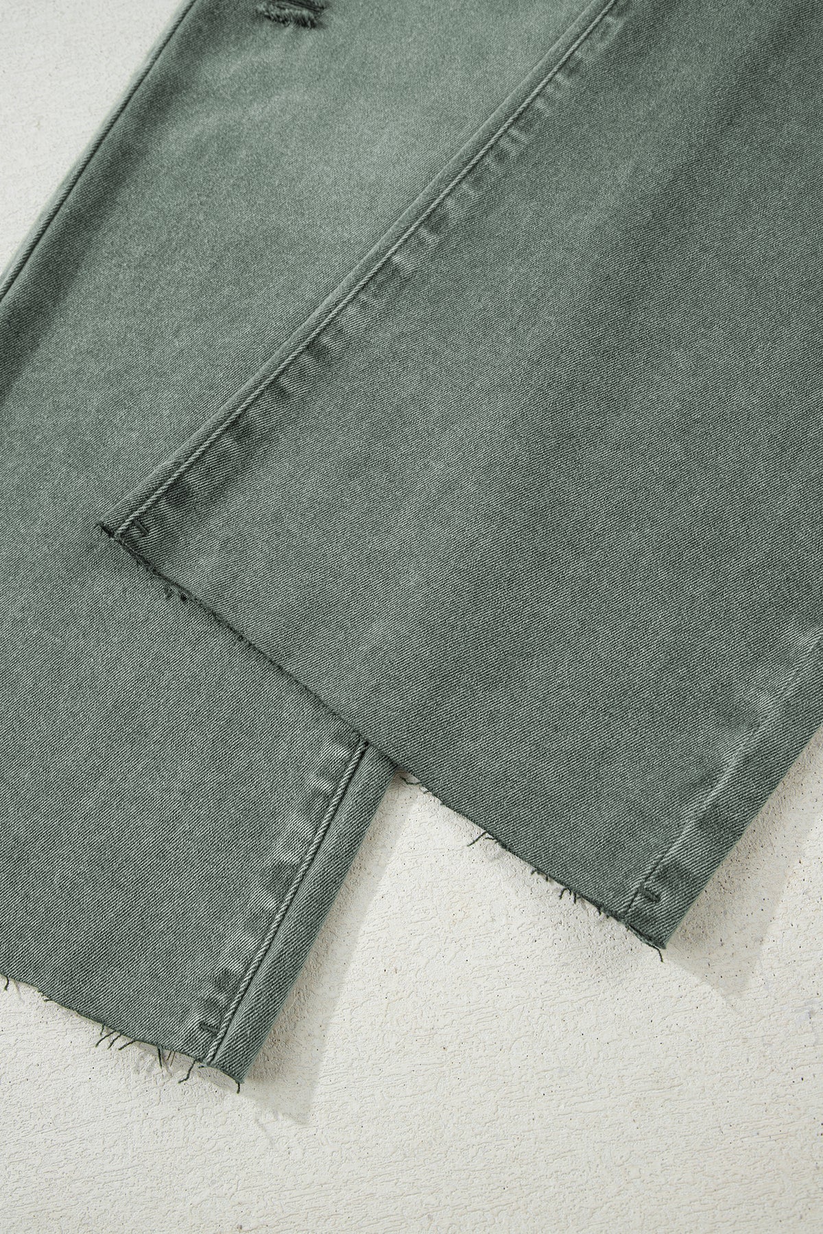 Four Leaf Clover Slight Distressed Raw Edge Wide Leg Jeans
