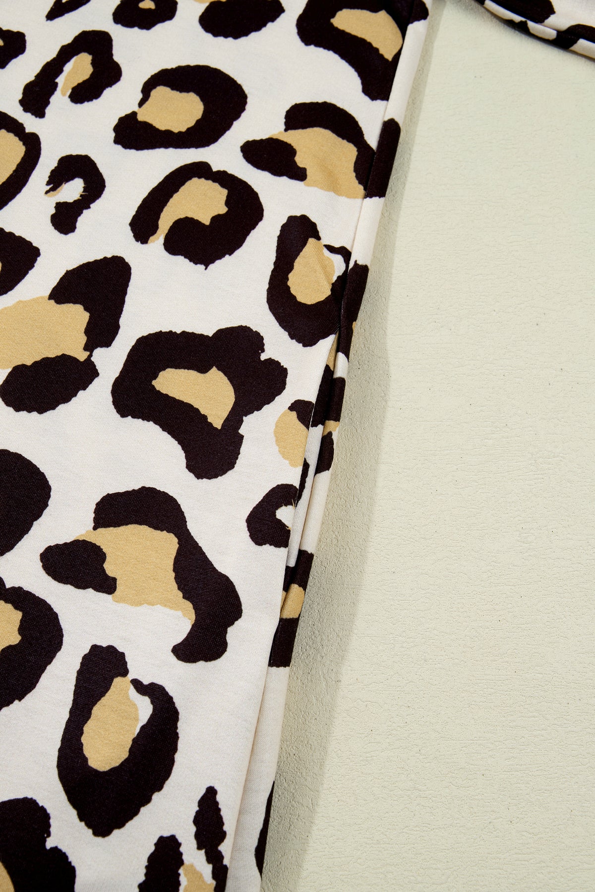 Khaki Leopard Long Sleeve Shift T Shirt Dress with Pockets