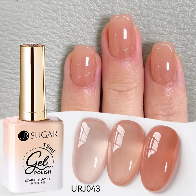 UR SUGAR 15ml Jelly Milky White Translucent Color Gel Polish Semi Permanent UV Gel Nail Art Soak Off Gel Varnish Latest Fashion