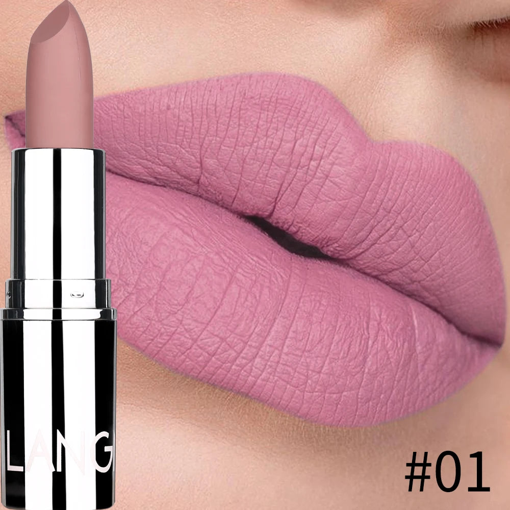 Langmani Silver Tube Matte Lipstick Non Staying Cup Makeup Lipstick 8 colors available