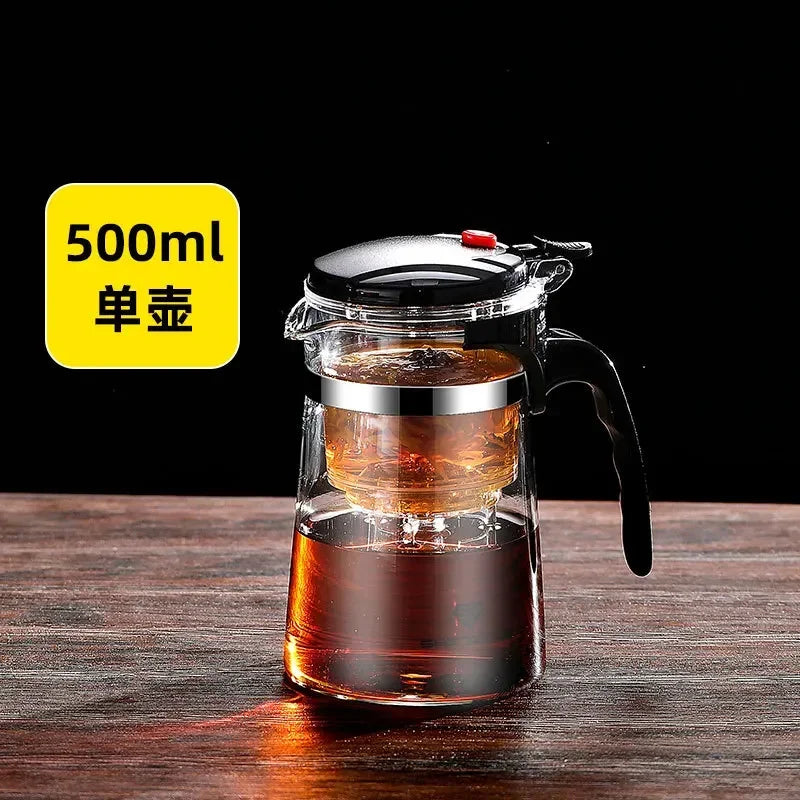 Heat Resistant Glass Teapot One-click Filtering Tea Pot Tea Water Separation Filter Tea Maker Coffee Pot Home Flower Teaware