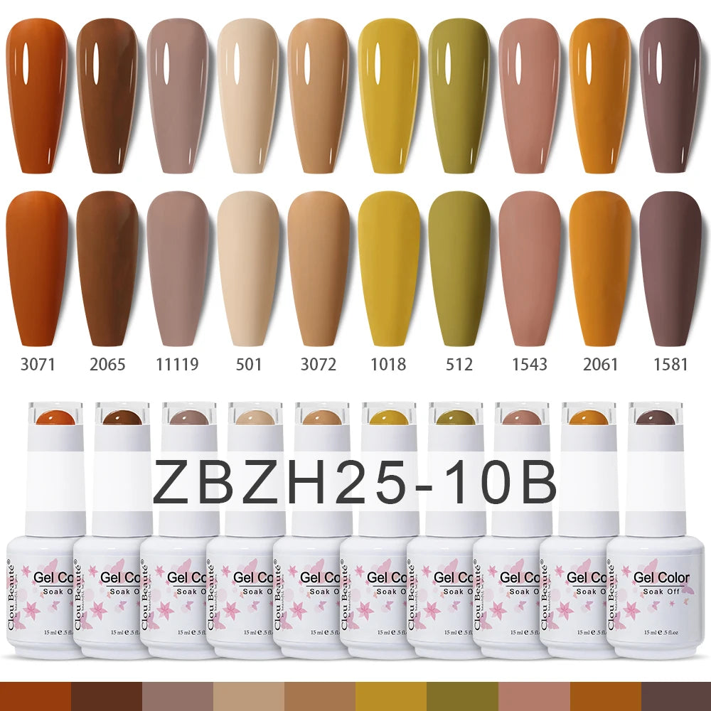 Clou Beaute 10/12/20/24pcs Gel Nail Polish Set Color 15ml White Glass Bottle Nail Art Kit Semi Permanent Gellack Nail Varnish
