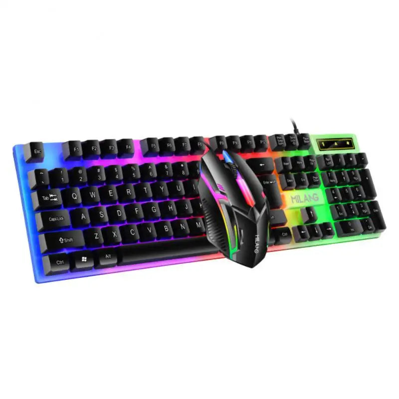Milang Rainbow Backlit Gaming Combo: Ergonomic Wired Keyboard & Mouse Set