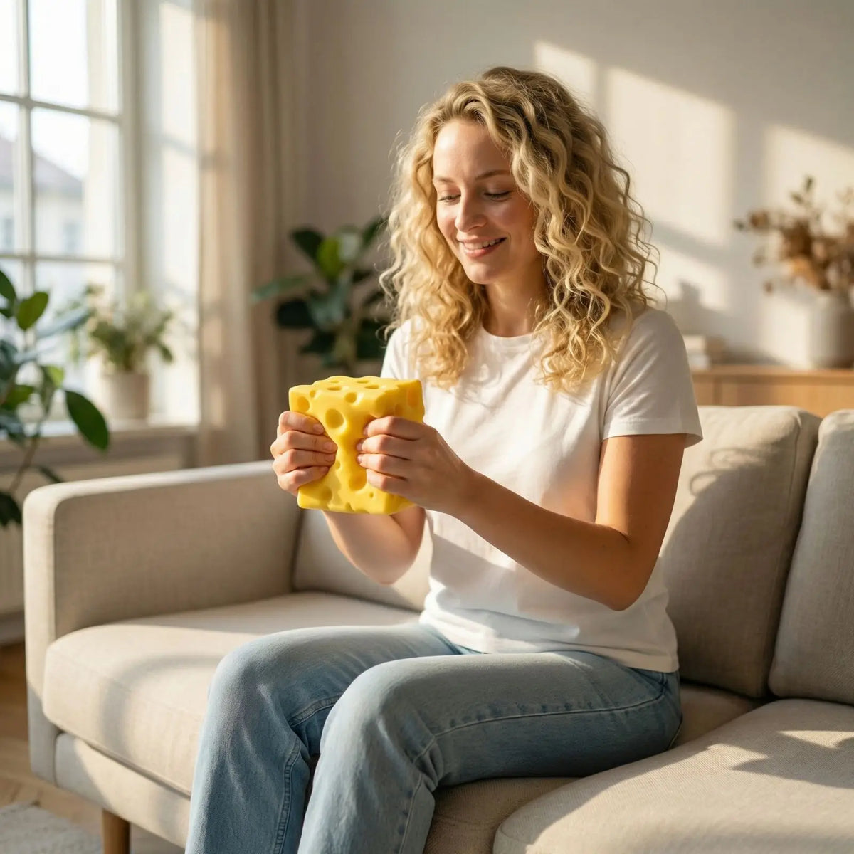 Hot-selling! Cheese Cube Stress Ball Big Cheese Shapeable Squeeze Ball Non-Bounce Fidget Toy ASMR Sensory Anti-Stress Gift