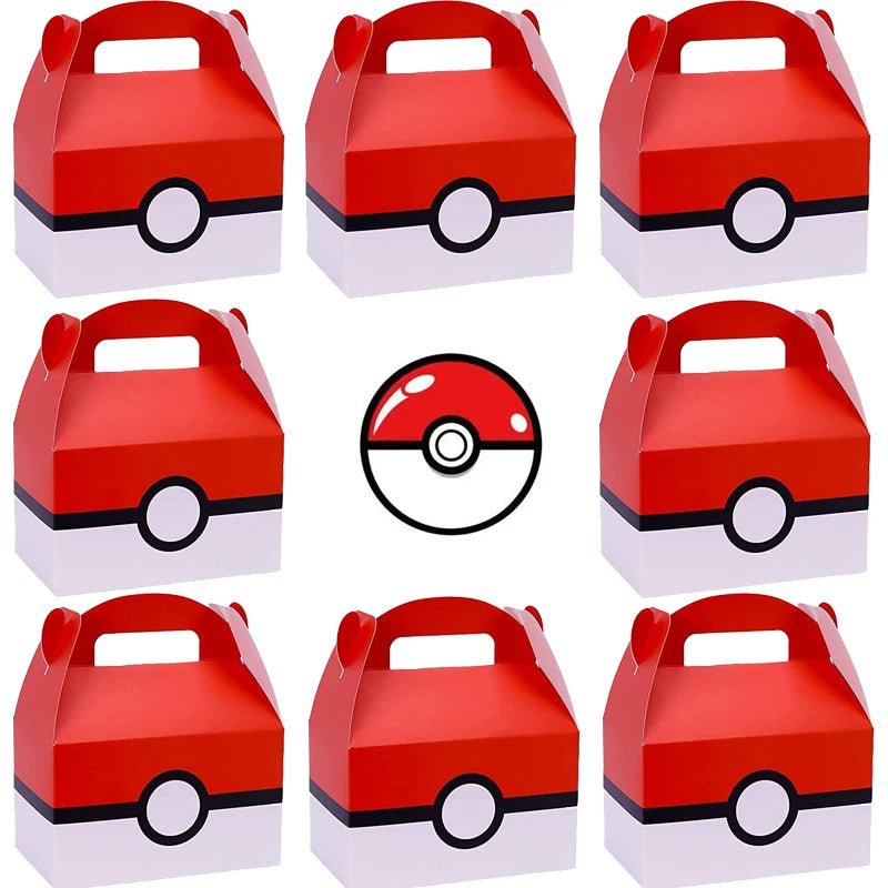 Pokemon Gift Box Pikachu Party Favors Birthday Party Decorations Pokeball Paper Gift Bags Handle Candy Box Baby Shower For Kids