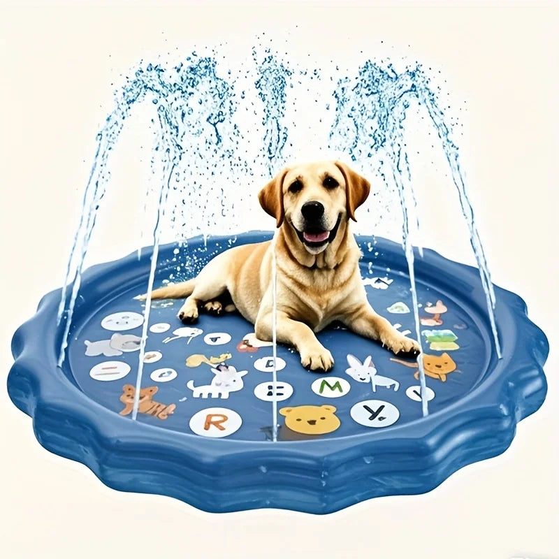 Heavy-duty Outdoor Pet Bath Basin with Water Spray Function - Anti-slip Dog Water Play Cooling, water spraying, and ice cooling