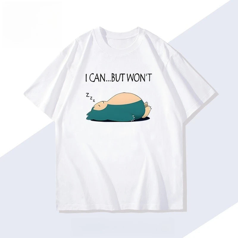 Men's New Pokémon Handheld Game Snorlax T-shirt Summer New Men's and Women's Japanese Trend Loose Casual Short-sleeved Top