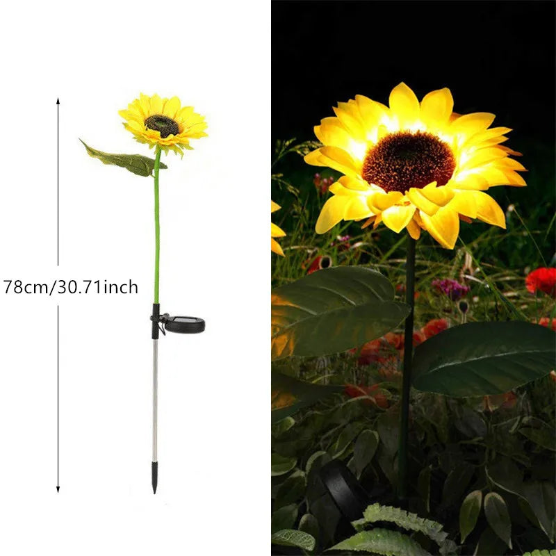 3 Heads 1 Head Solar Simulation Sunflower LED Lights Garden Yard Lawn Night Lights Landscape Lamp Decor Christmas Flower Light