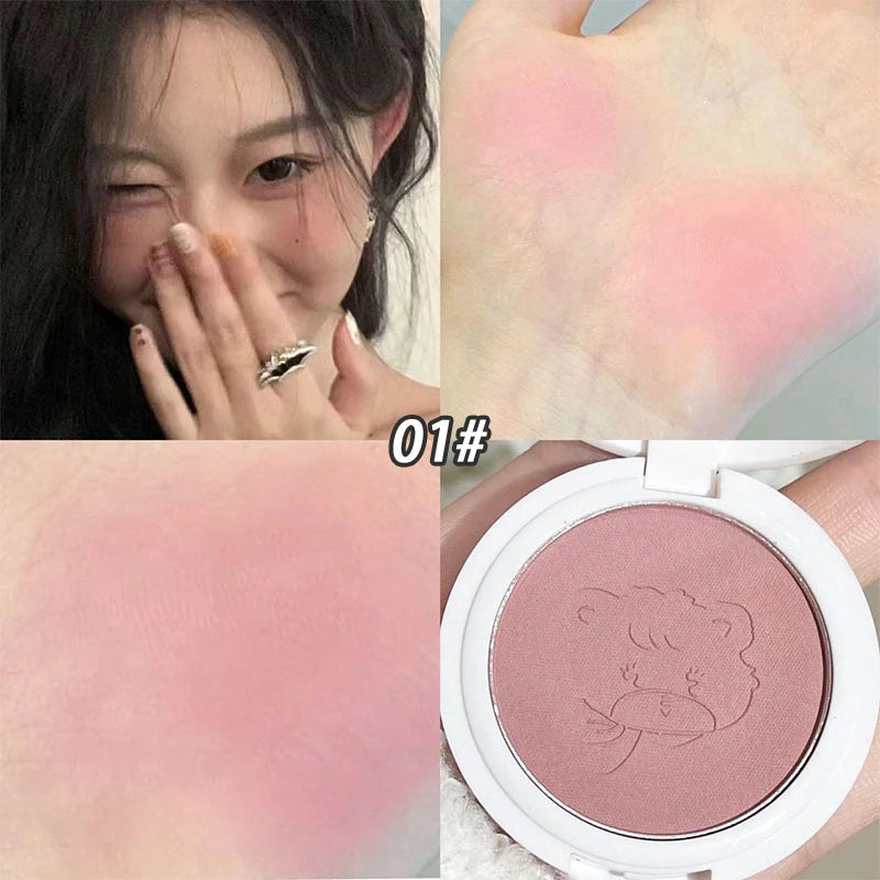 Monochrome Cute Blusher Peach Milk Pink Cream Natural Cheek Tint Brighten Waterproof Matte Face Contouring Blush Palette Makeup