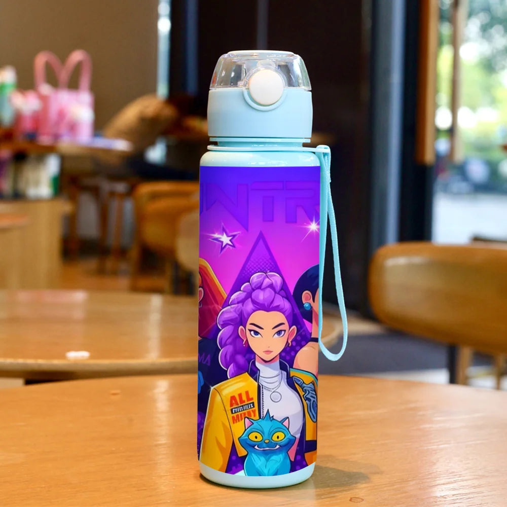Kids' K-Pop Demon Hunters Portable Water Bottle: 3D Printed Leak-Proof Drinkware