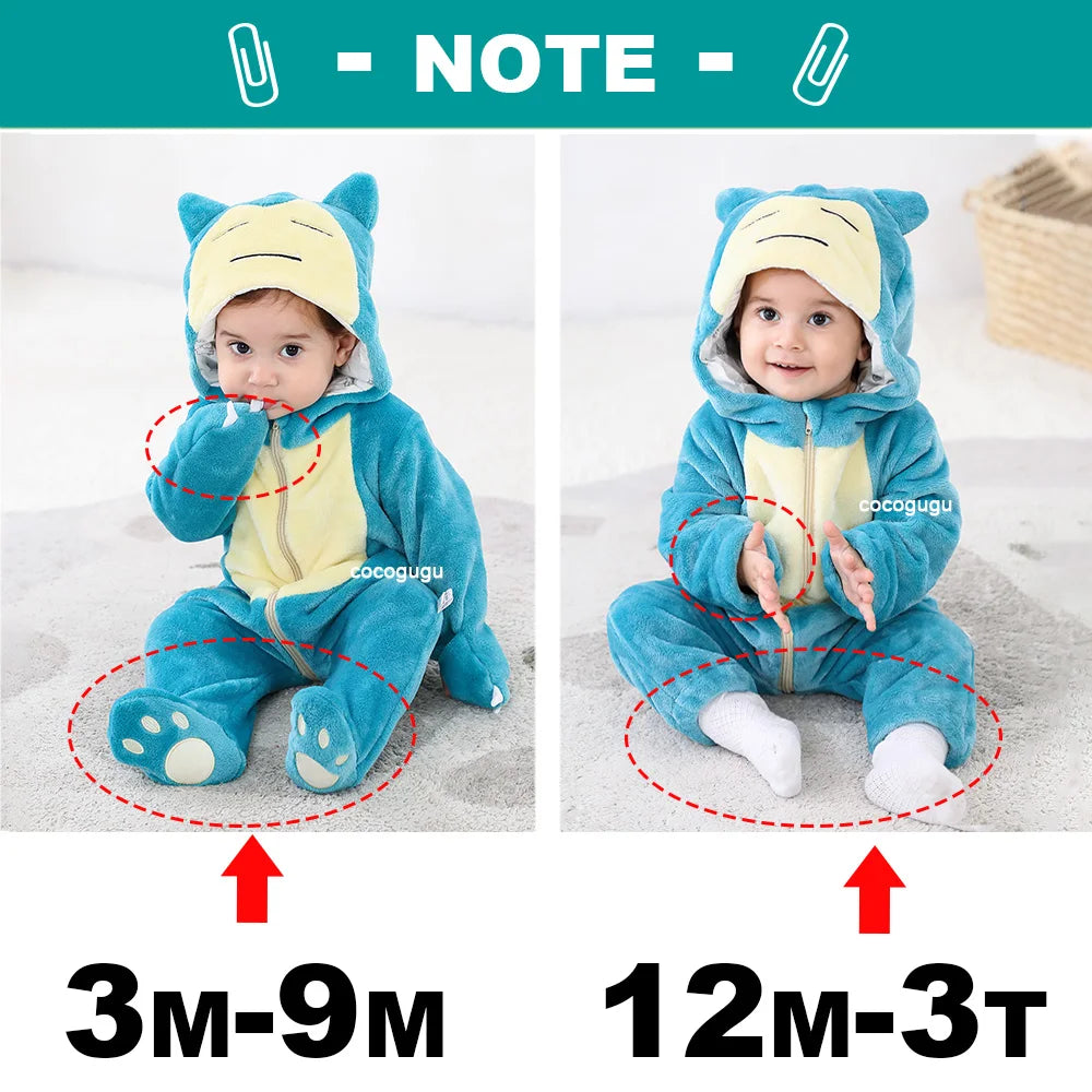 Pokemon Costume 0-5 Y Baby Snorlax Romper Anime Cosplay Kigurumi Cute Pajama Boys Girls Onesie Halloween Clothes