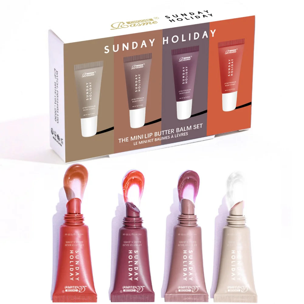 Vanilla Beige Lip Balm Moisturizing Transparent Lipstick Set Smooth Soft Tube Mirror Lip Gloss Lip Makeup