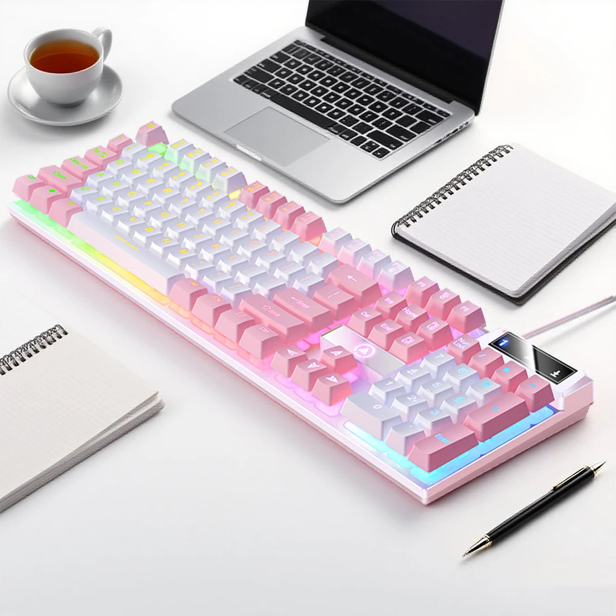 YINDIAO K500 Wired Keyboard Gaming Laptop Desktops PC Computer Office Accessories Low Profile Gamer Keyboards With Numpad