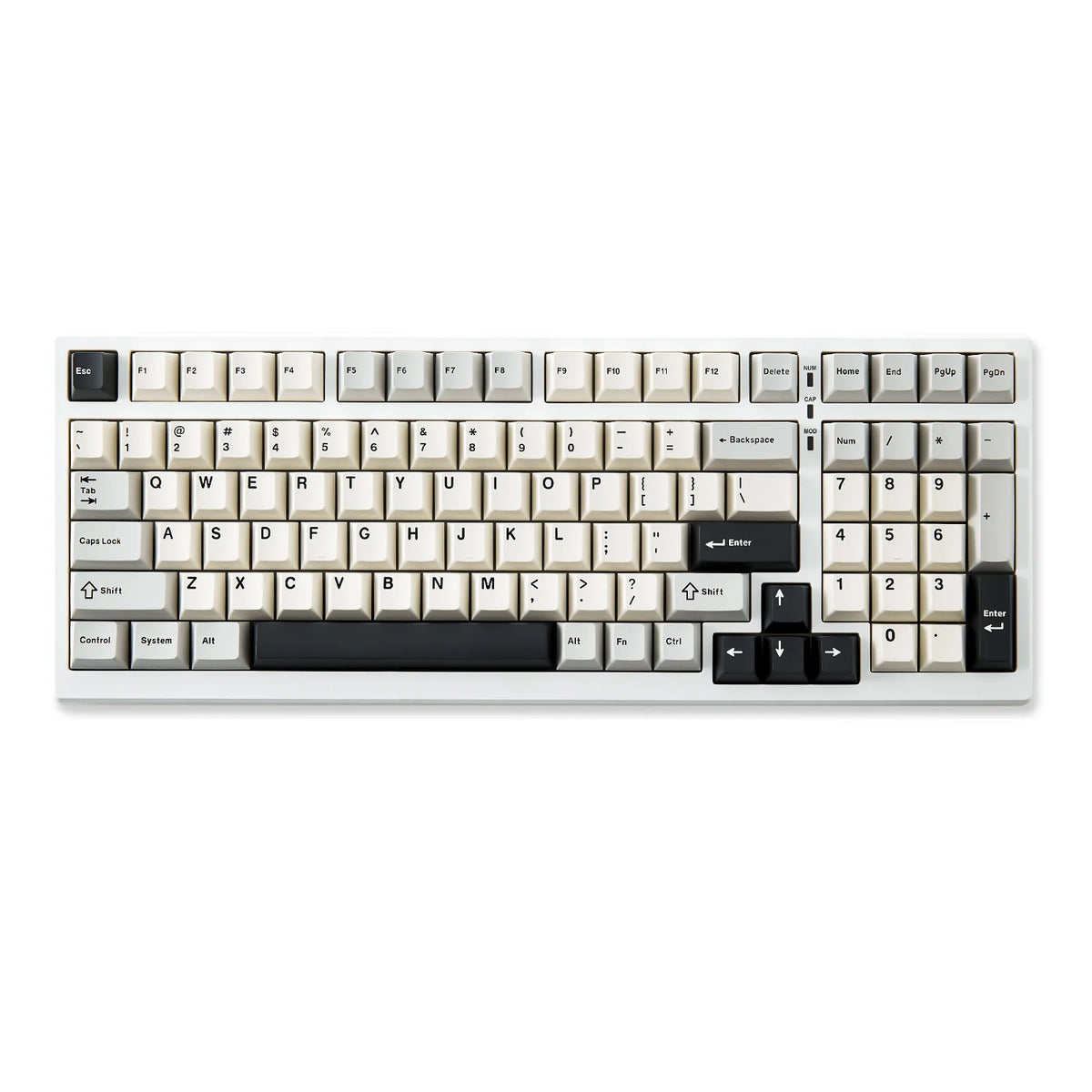YUNZII YZ98 White Full Size Mechanical Gaming Keyboard, Vintage 99 Keys Hot Swap Gasket 98% Layout Wireless RGB Backlit Keyboard