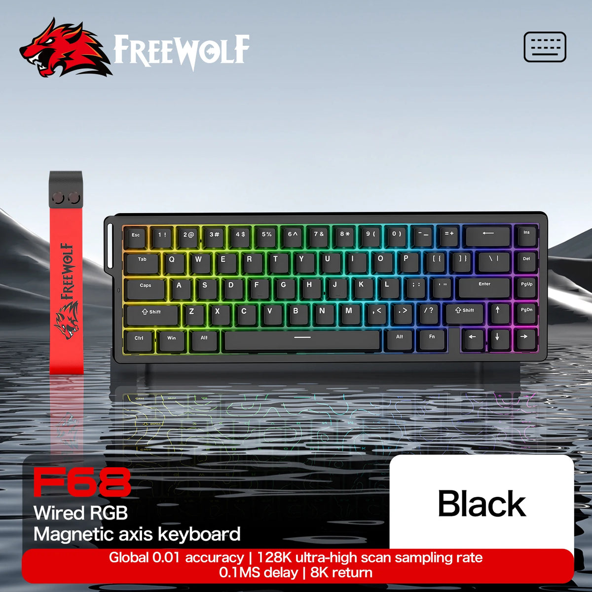 Magnetic Switch Keyboard ATTACK SHARK X68HE Wired and FREEWOLF F68 Wired F68Pro Wireless for Pro Gaming 8K Hz 0.01mm Rapid Trigg