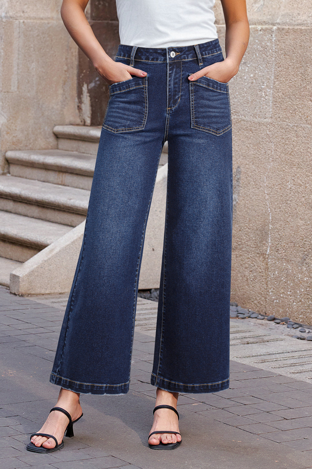 Brown Mimimalist Patch Pocket Womens Shift Jeans