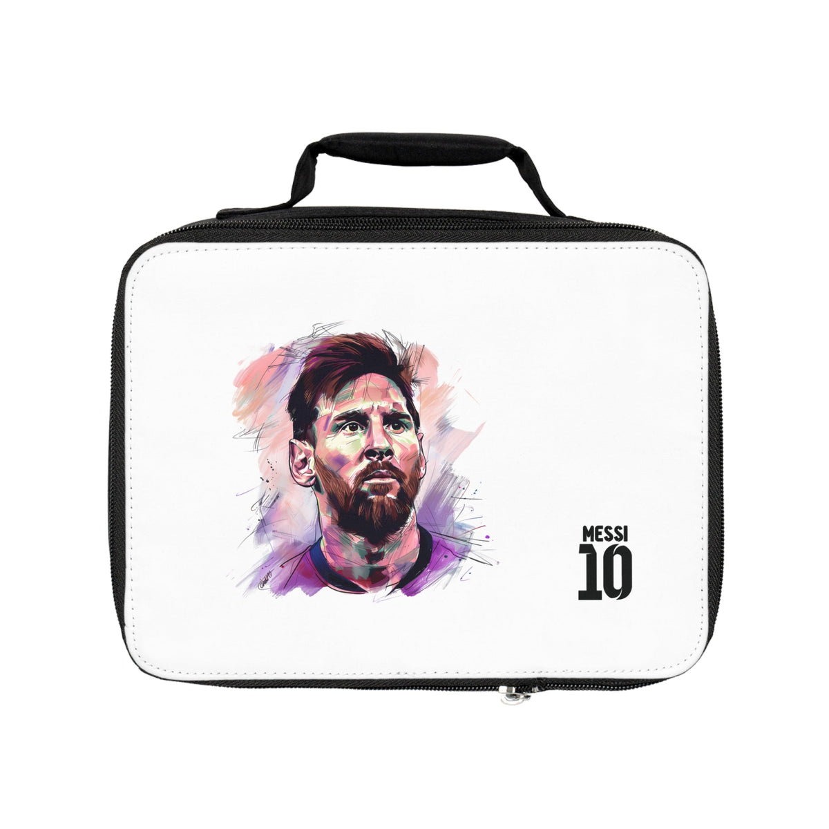 Professional Lionel Messi LM10 thermal lunch bags collection in 21 exclusive colors with premium insulation and iconic football artwork at Dobermen Premier.