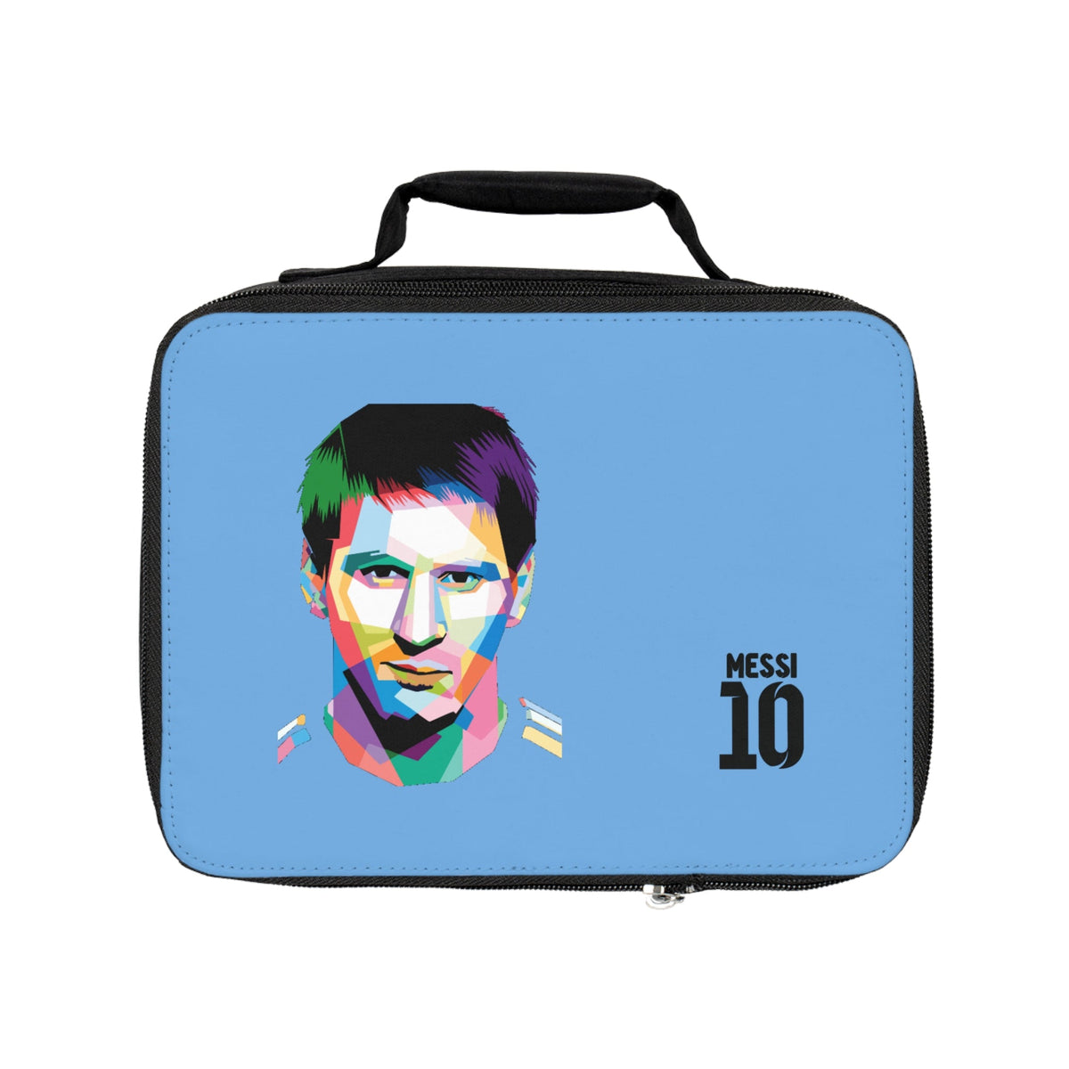 Premium Lionel Messi LM10 thermal lunch bag available in 21 colors with high-definition artwork and professional insulation at Dobermen Premier.