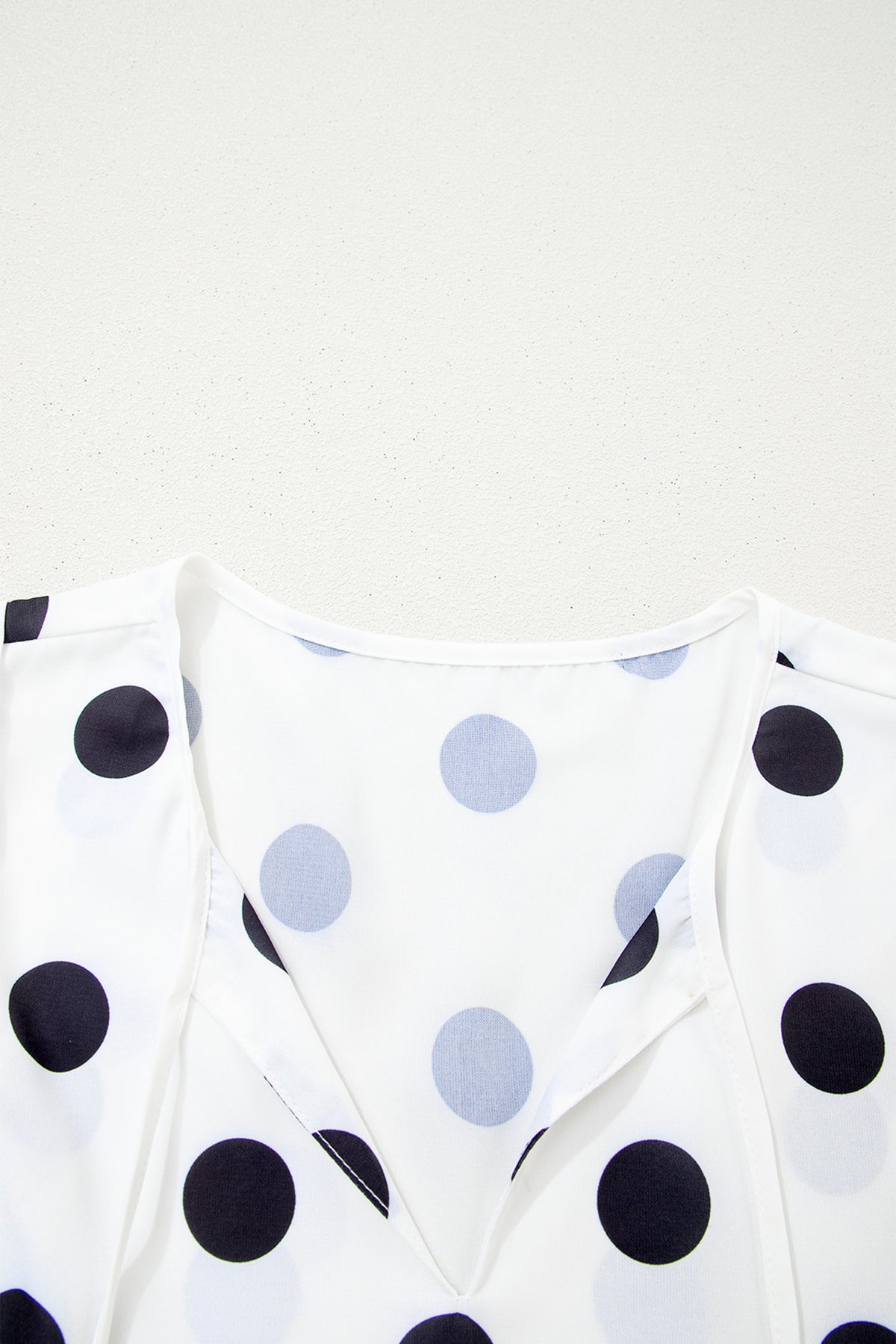 White Polka Dot Print Flutter Sleeve Striped Patchwork Babydoll Blouse