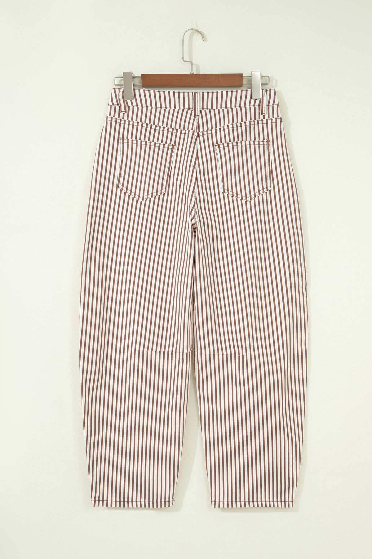 Khaki Stripe Casual Barrel Jeans