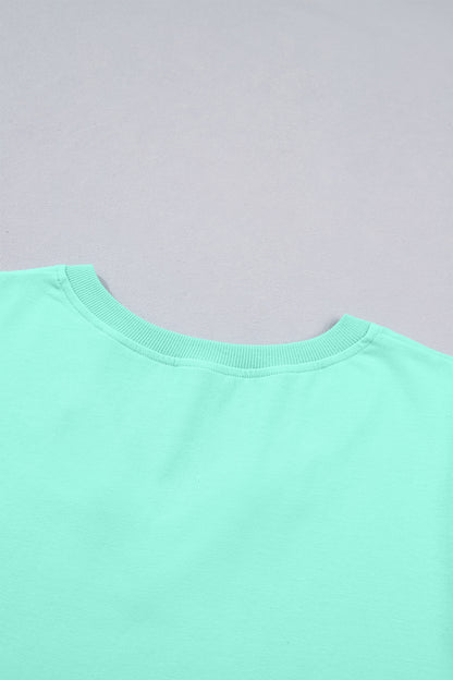 Bonbon Solid Color V Neck Short Puff Sleeve Blouse