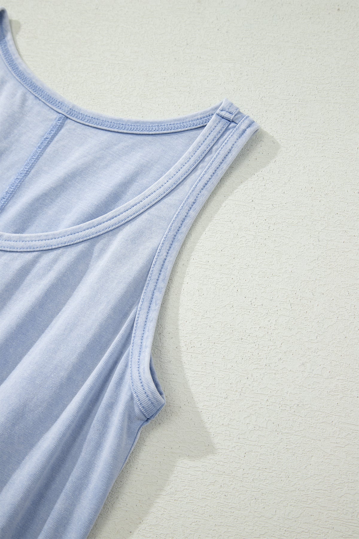 Ashleigh Blue Mineral Wash U Neck Elastic Waist Sleeveless Mini Dress