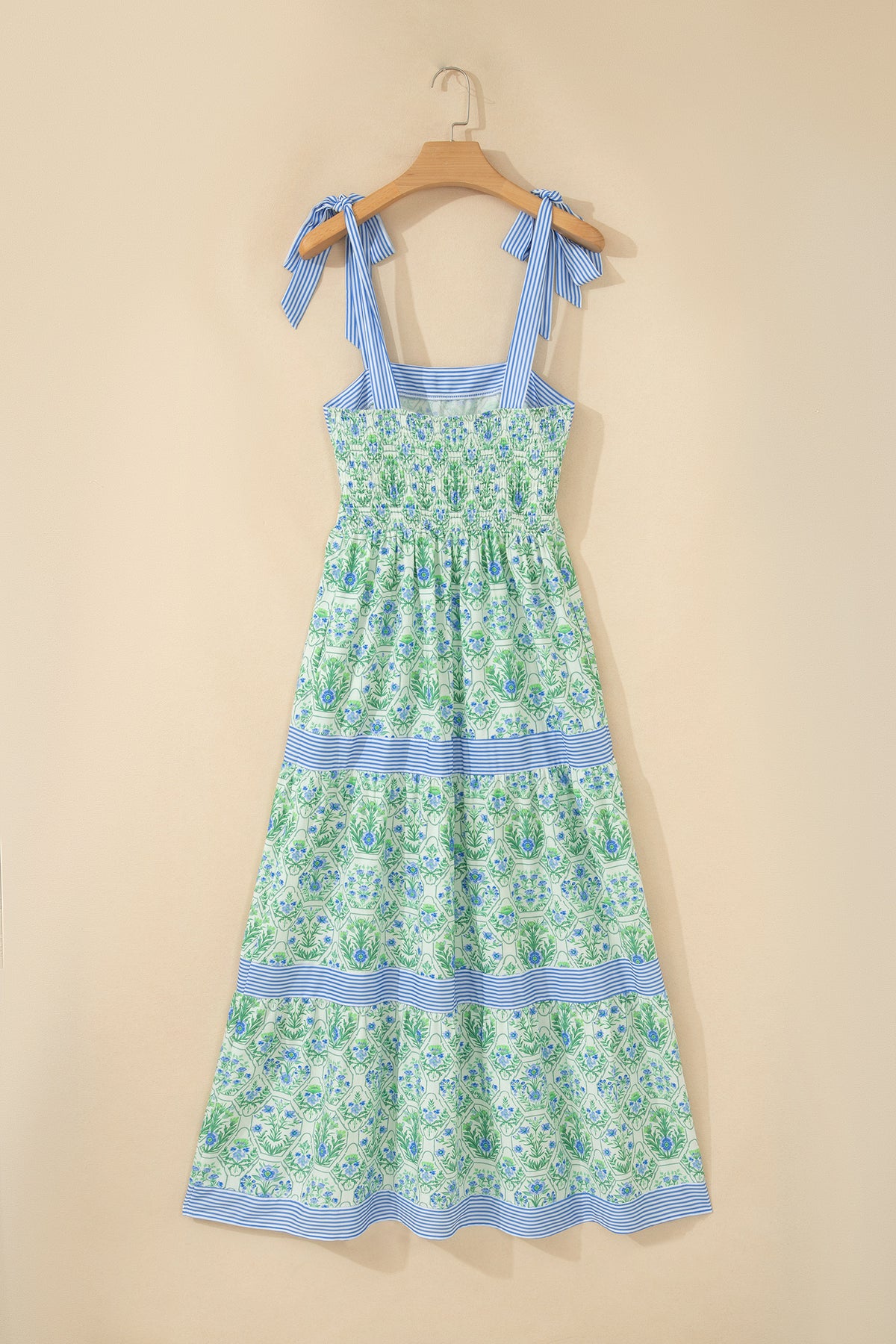 Pink Geometric Floral Print Striped Patchwork Detail Sleeveless Dress