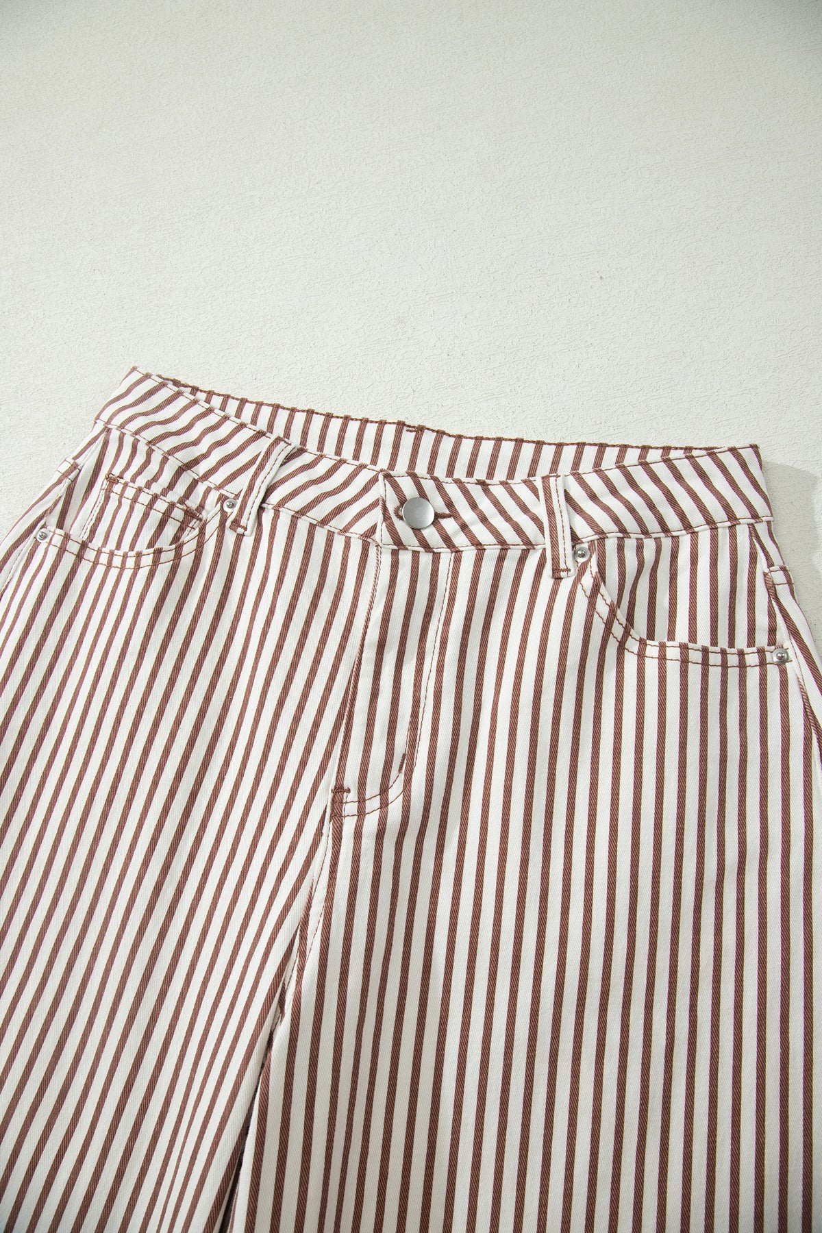 Khaki Stripe Casual Barrel Jeans