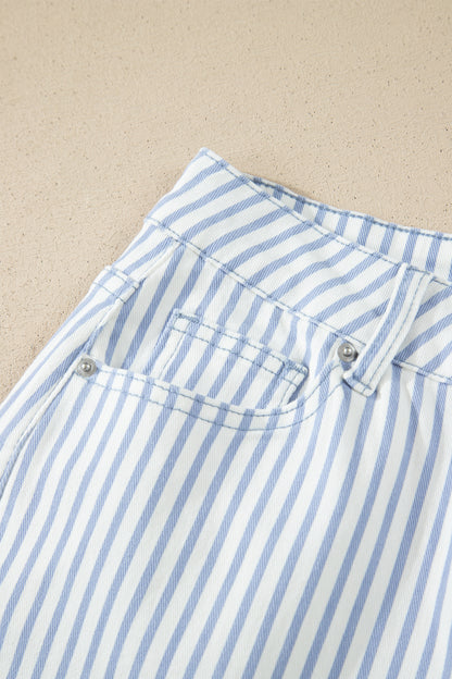 Khaki Stripe Casual Barrel Jeans