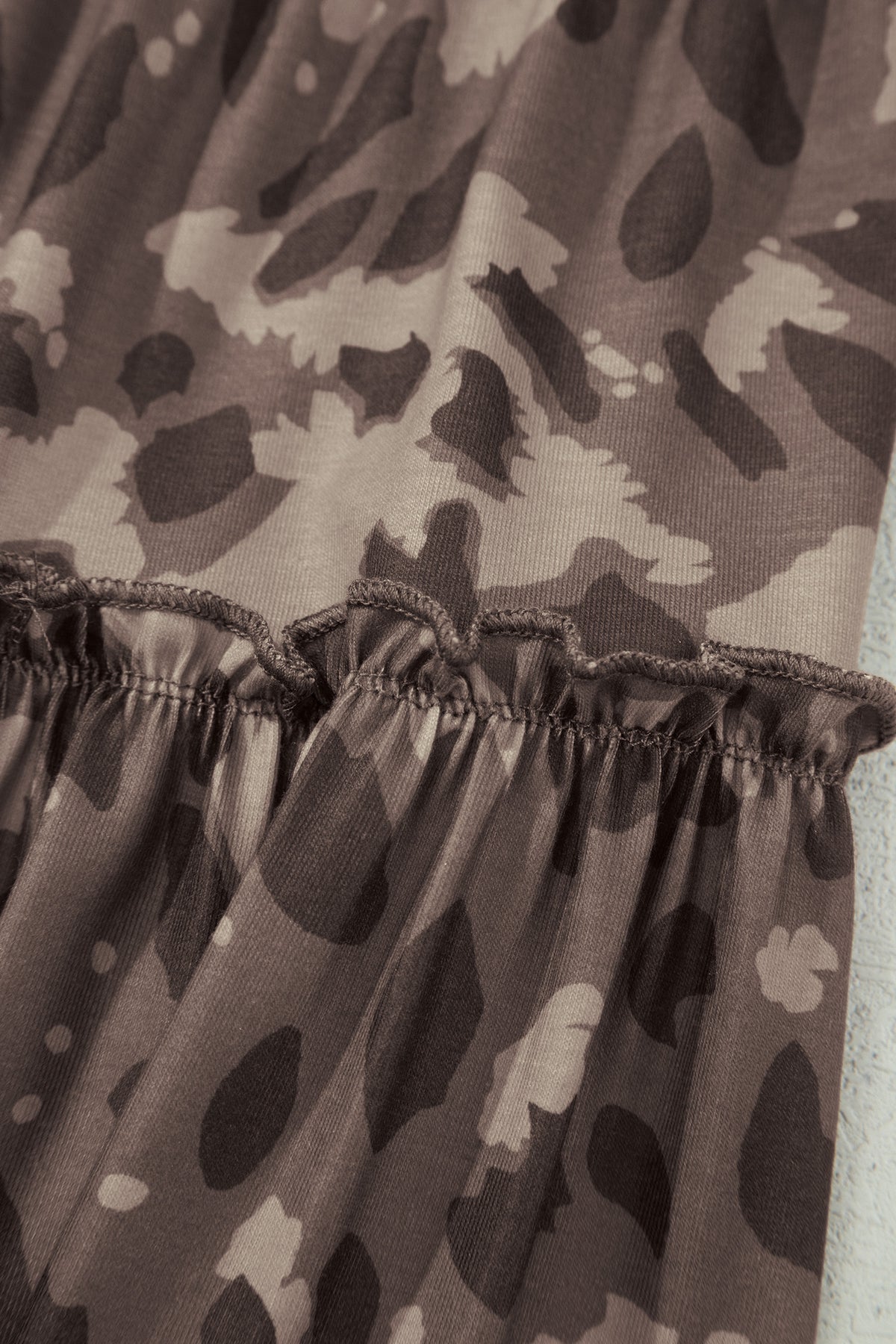 Beige Camo Print Wide Leg Casual Pants