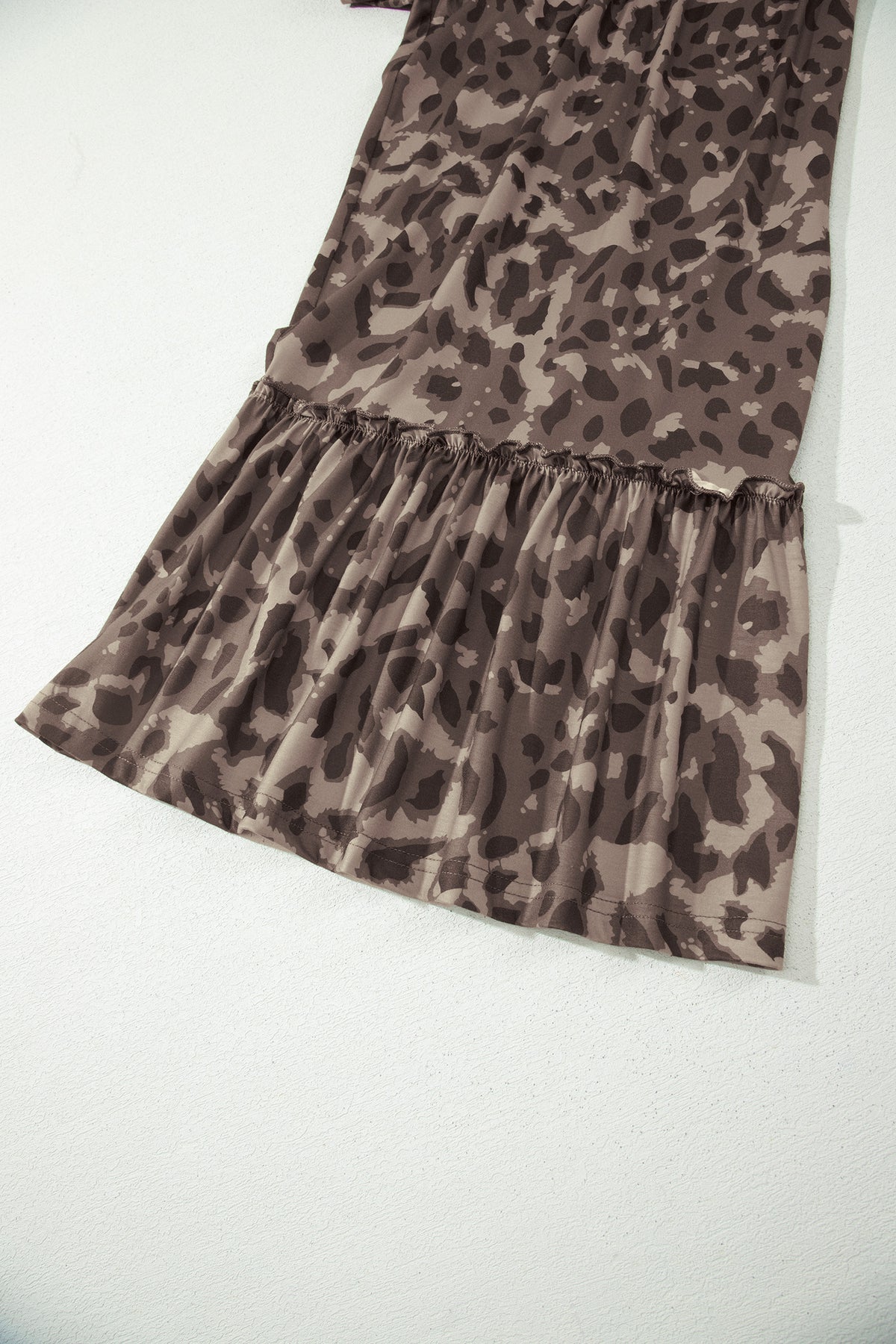 Beige Camo Print Wide Leg Casual Pants