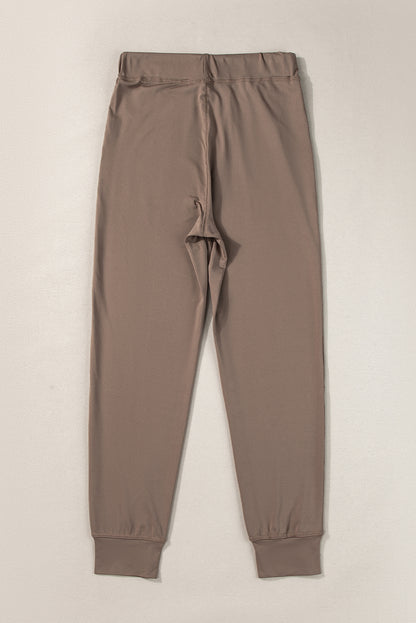 Gray Drawstring Elastic Waistband Pocketed Joggers