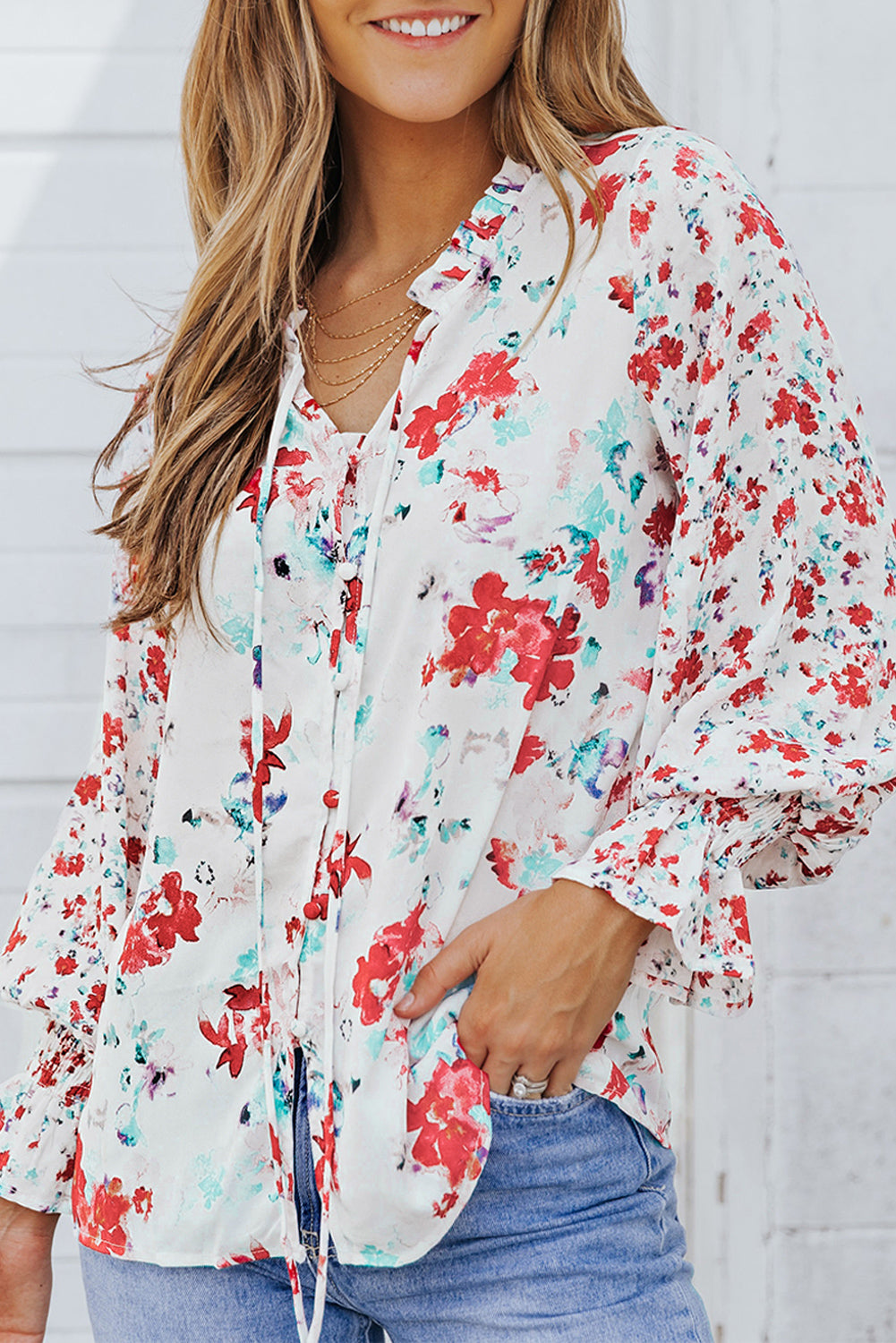 Pink Cakewalk Floral Smocked Blouse