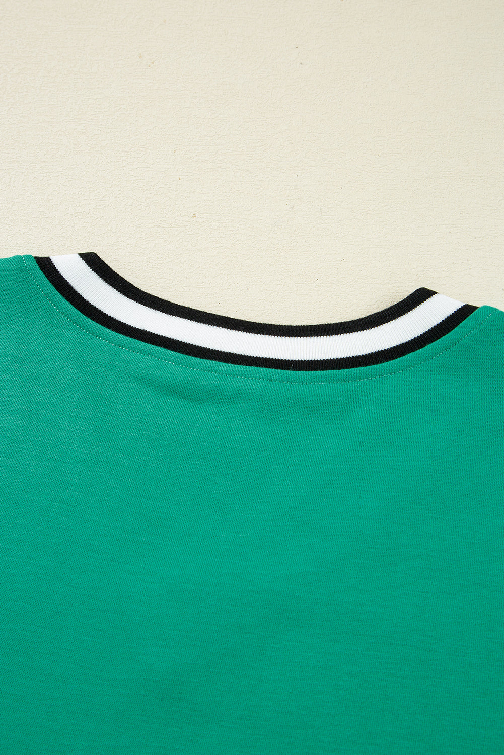 Mint Green Varsity Contrast Striped V Neck Long Sleeve T Shirt Dress with Pockets