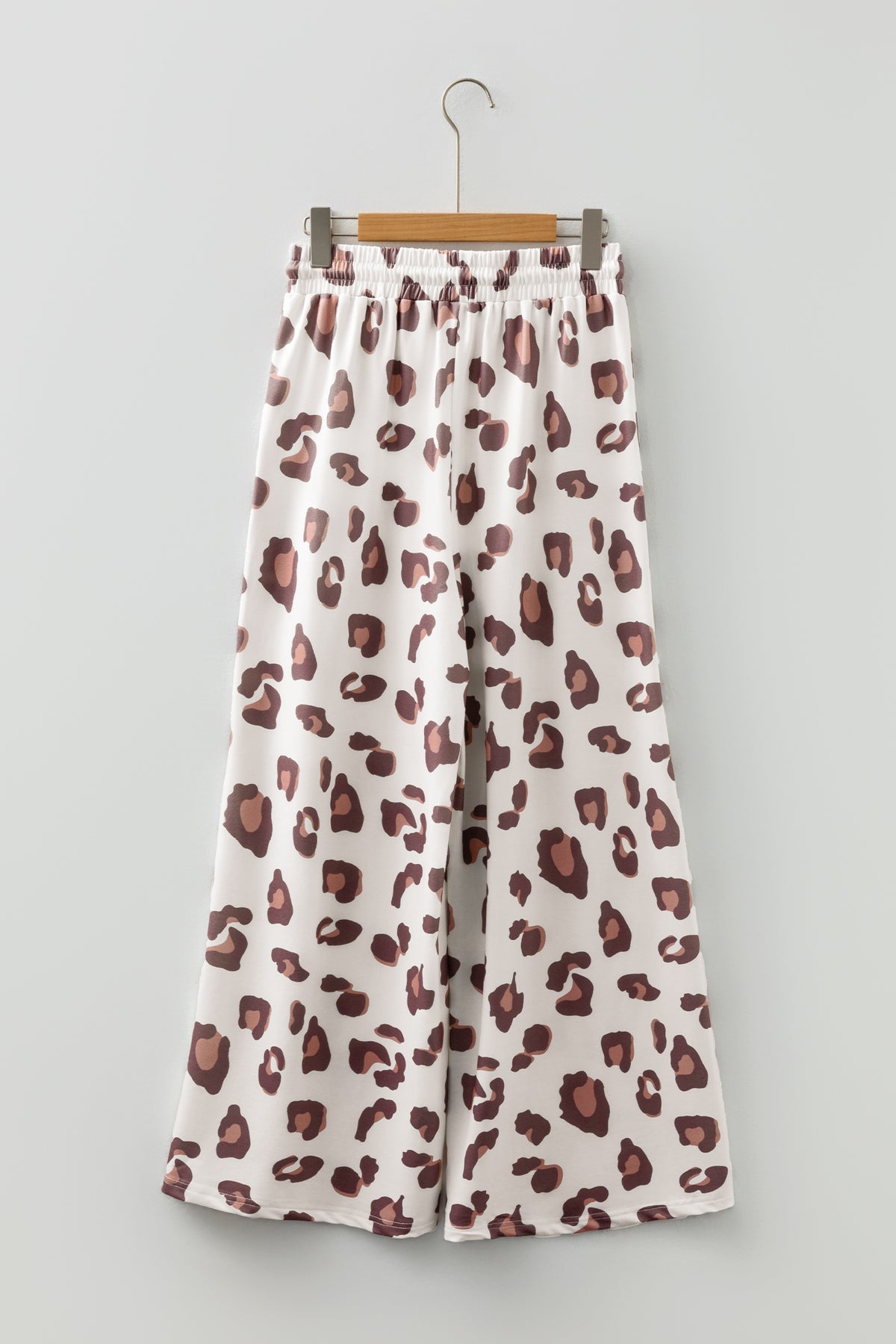 Pink Drawstring Leopard Print Patch Pocket Loose Pants
