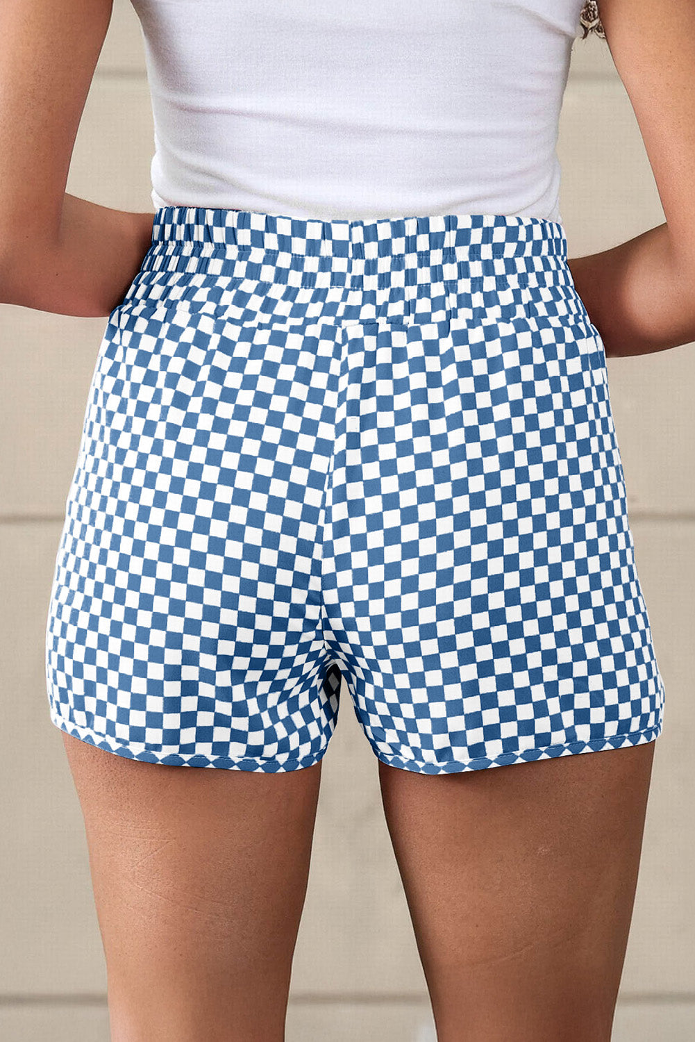 Light Blue Leopard High Waisted Athletic Shorts