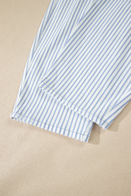 Khaki Stripe Casual Barrel Jeans