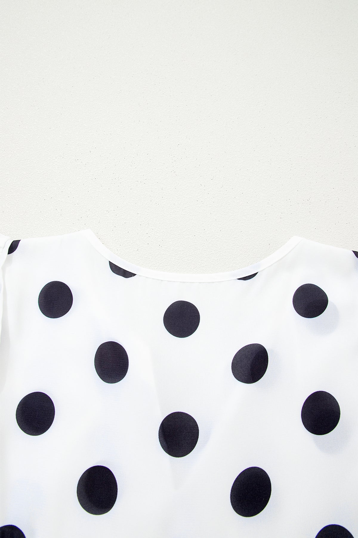 White Polka Dot Print Flutter Sleeve Striped Patchwork Babydoll Blouse