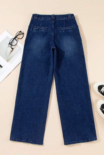 Dirty blue Daily Fashion Straight Leg Mid-rise Shift Jeans