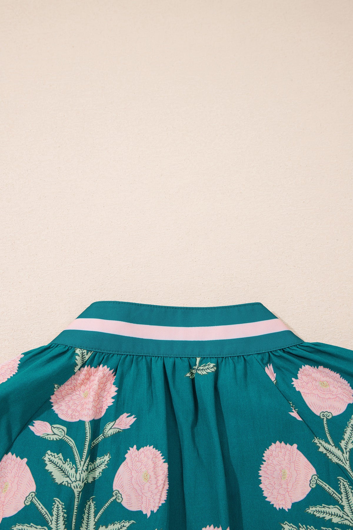 Sky Blue Casual Wild Flower Print V Neck 3/4 Sleeve Blouse