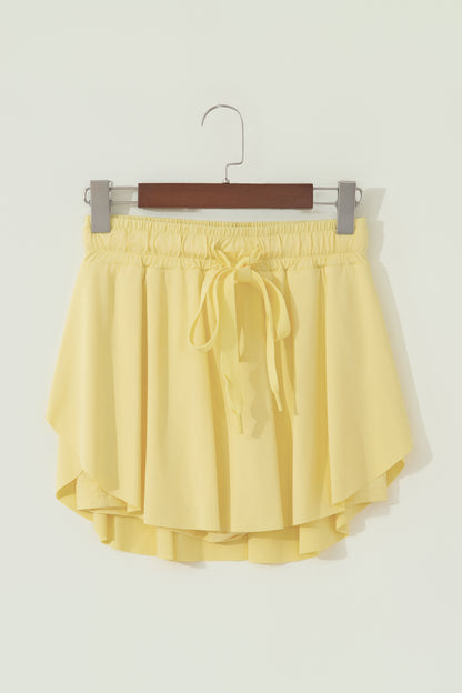 Sky Blue Drawstring Elastic Waistband Lined Tennis Skorts