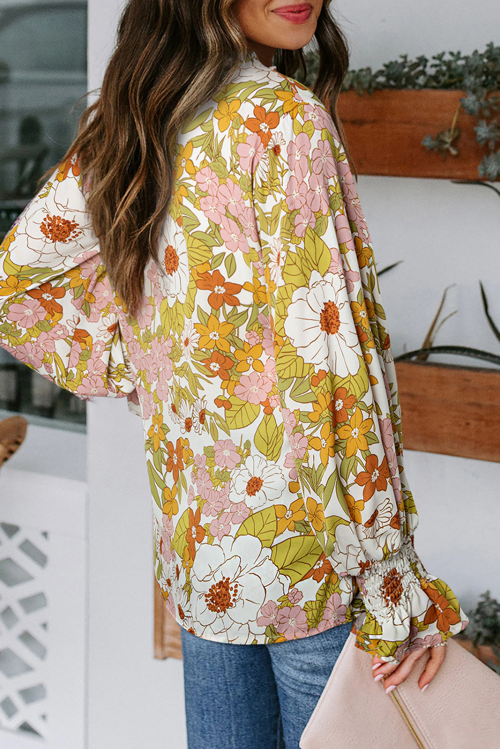 Pink Cakewalk Floral Smocked Blouse