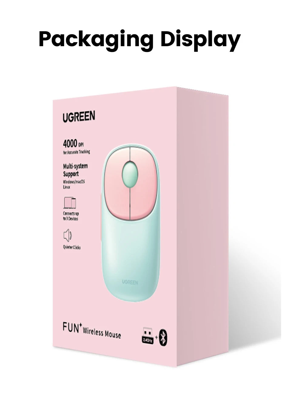UGREEN Wireless Mouse Bluetooth 5.0 3.0 2.4G Rechargeable Mouse 4000 DPI Charging Bluetooth Mouse For MacBook iPad Tablet Laptop