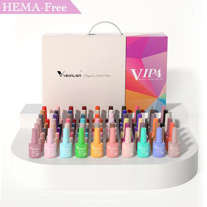VIP5 VENALISA Gel Nail Polish Kit Hema Free Nude Pink Glitter Gorgeous Color Nail Manicure Soak off UV LED Nail Gel Varnish Set
