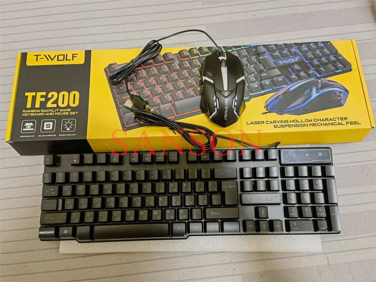 T-WOLF 4-in-1 Ultimate Gaming Combo: RGB Keyboard, Mouse, Headset & Pad