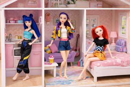 K-Pop Demon Hunters Musical Action Figure Set - 3-Pack Rumi, Zoey & Mira with Sound - Dobermen Premier