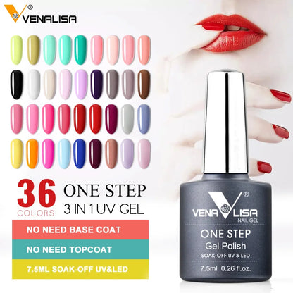 VIP5 VENALISA Gel Nail Polish Kit Hema Free Nude Pink Glitter Gorgeous Color Nail Manicure Soak off UV LED Nail Gel Varnish Set