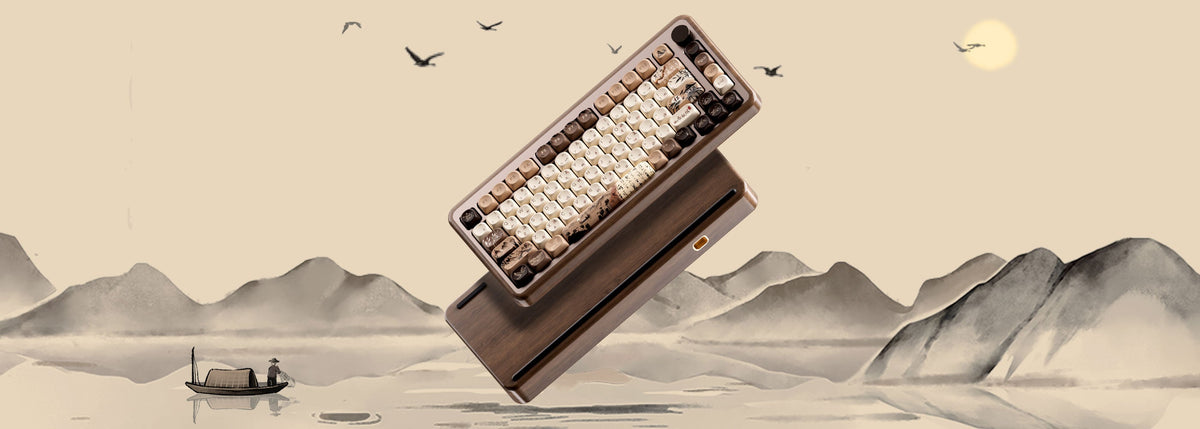 Akko MU02 75% Mountain Seclusion Wooden Mechanical Keyboard RGB Hot-swappable BT5.0/2.4G Wireless & Type-C Wired Gaming Keyboard