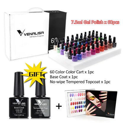 VIP5 Venalisa Nail Gel Polish Kit HEMA FREE Jelly Pink Nude Color Sparkle Gel Varnish Self Leveling Gel Nail Varnish Whole Set
