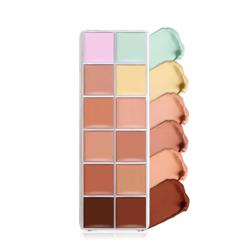 12 Color Concealer Palette Nude Contour Cream Acne Spot Dark Circles Cover Face Foundation Brighten Pigment Cosmetic Makeup Tool